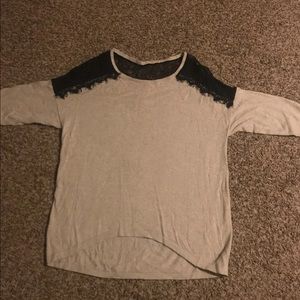 Beige And Black Lace Shirt